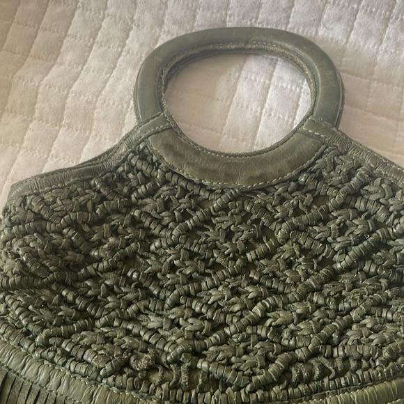 Free People Green Leather Fringe Shoulder/Crossbody Bag - Picture 2 of 11
